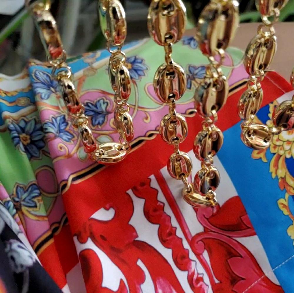 LUXURY MARINER HOLLOW CHAIN GOLD FILLED  PUFF SET